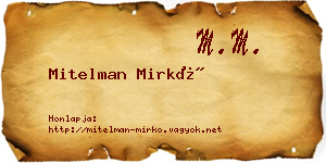 Mitelman Mirkó névjegykártya